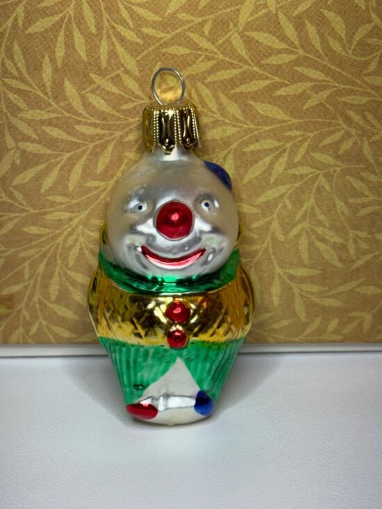 Glass Circus Clown Blown Christmas Holiday Ornament Germany - Picture 1 of 7